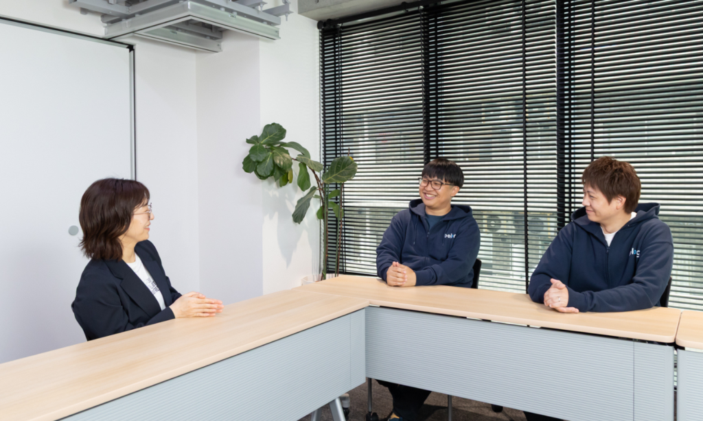 株式会社Belong 田嶋瑠土さん・大芝直樹さん、withwork香川早紀のインタビュー風景